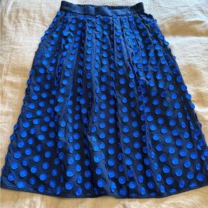 JCrew cotton polka dot box pleated A-Line midi skirt fully lined with pockets